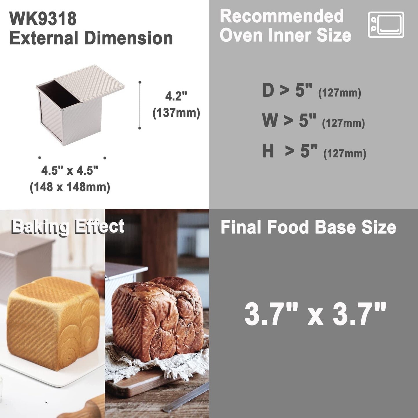 Chefmade學廚WK9318波紋250g滑蓋吐司盒4" x 4" Corrugated Toast Box (250G Dough Capacity)