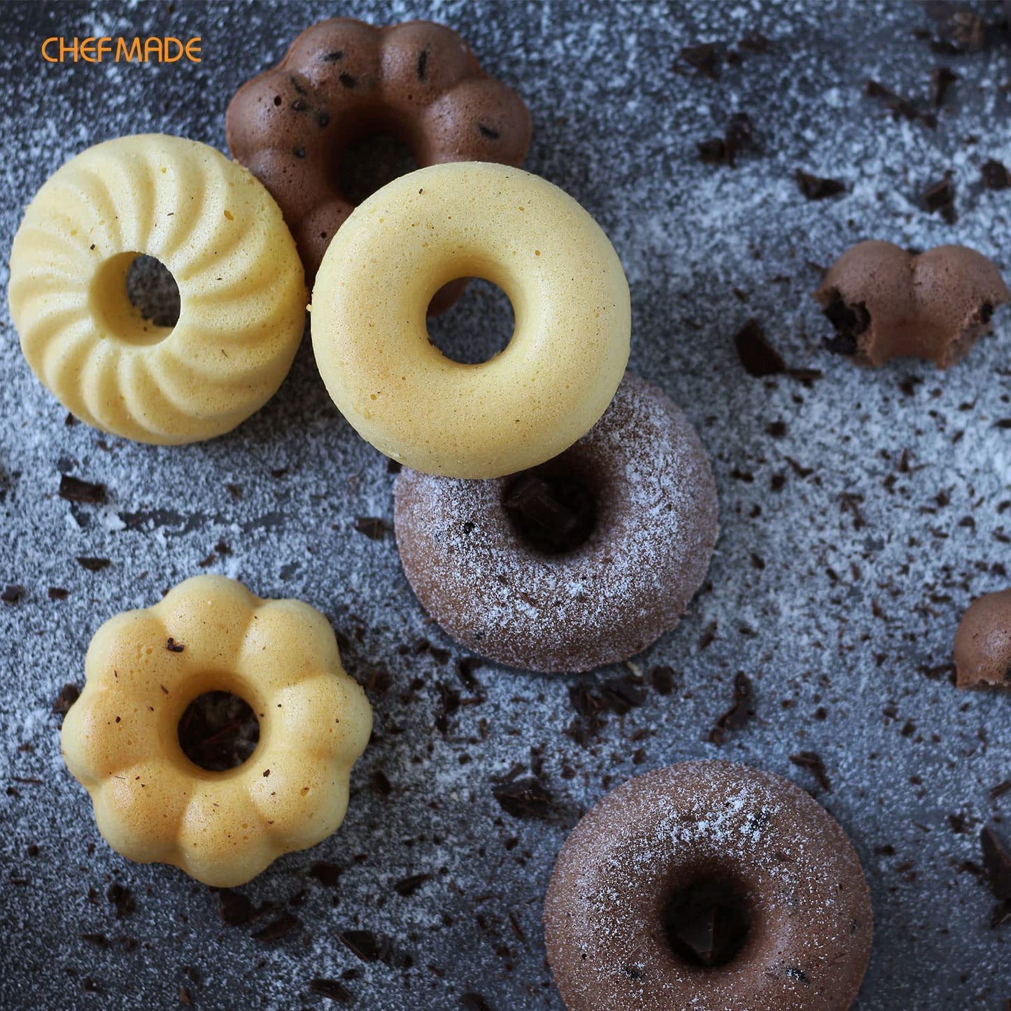 Chefmade學廚WK9942黑色6連(三花色)蛋糕模Donut Cake Pan Fancy-Shaped 6 Well ( Black )