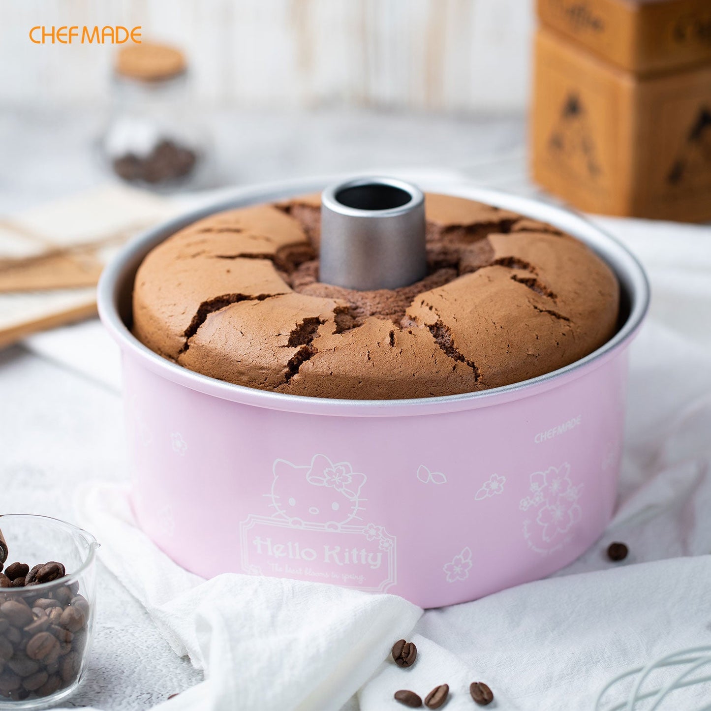 Chefmade學廚KT7109正版Hello kitty 8吋加高活底蛋糕模-三件套8" Hello Kitty Angel Food Cake Pan with 2 Removable Loose Bottoms