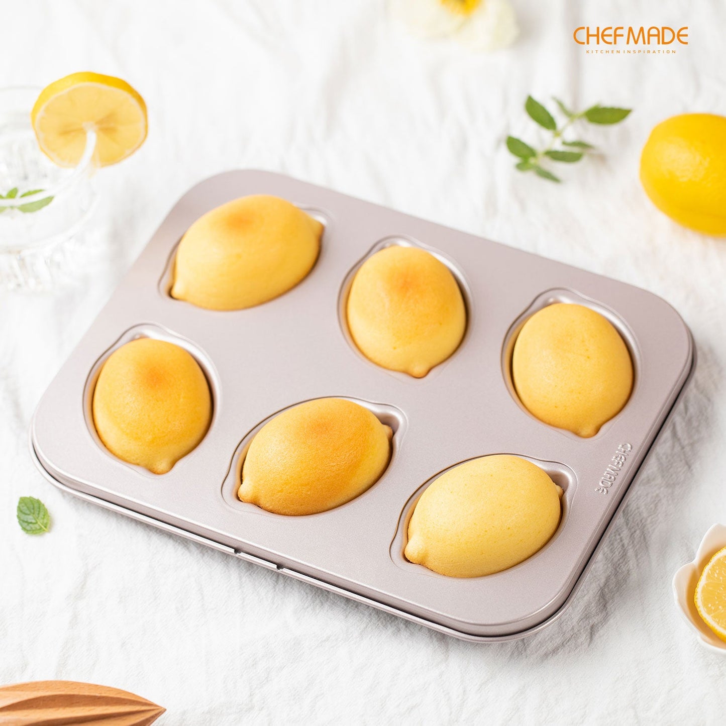 Chefmade學廚WK9841不沾6連杯檸檬蛋糕模Lemon-Shaped Cake Pan 6 Well