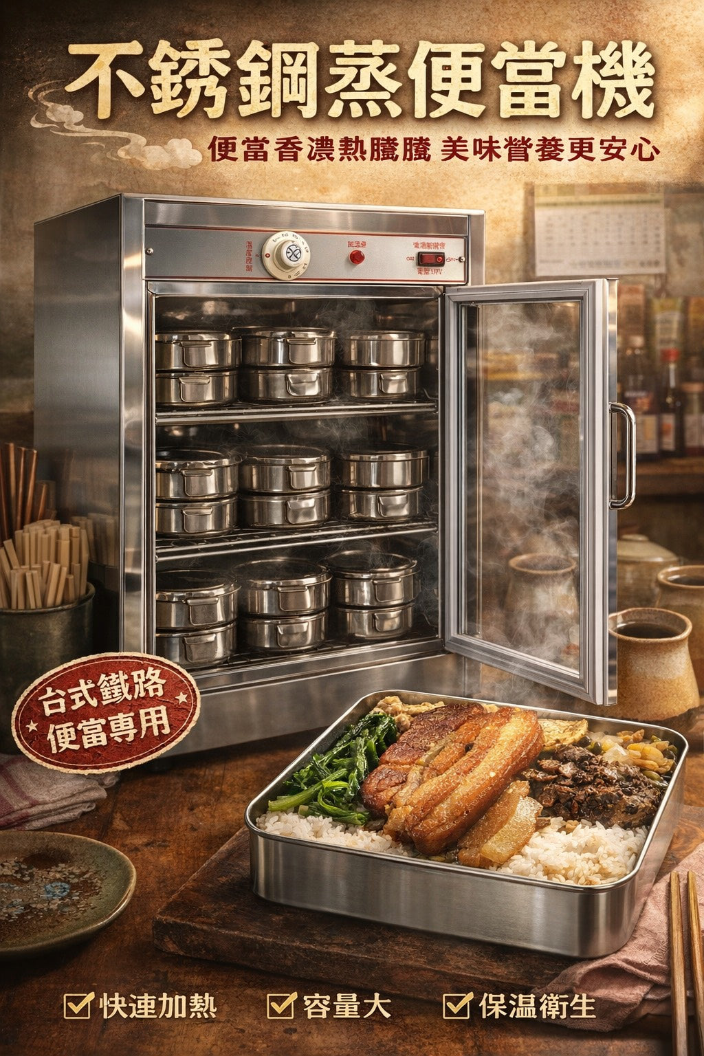 瑞輝 大容量 不鏽鋼蒸便當機