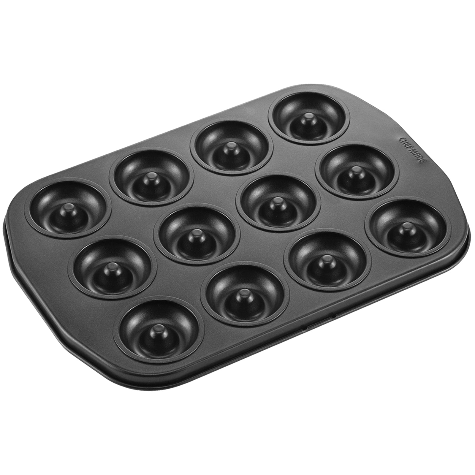 Chefmade學廚WK9034金鋼黑12連杯甜甜圈模Mini Donut Cake Pan 12 Well (Black)