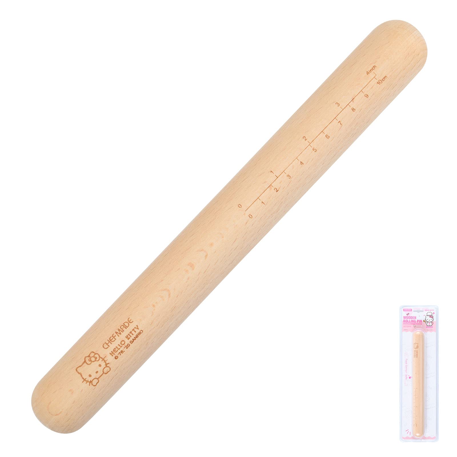 Chefmade學廚KT7099多用途桿麵棍30cm 11.8" Hello Kitty Wooden Rolling Pin