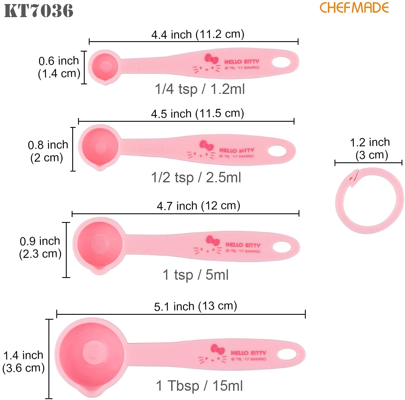 Chefmade學廚KT7036 Kitty量匙4件套Hello Kitty Measuring Spoons Set