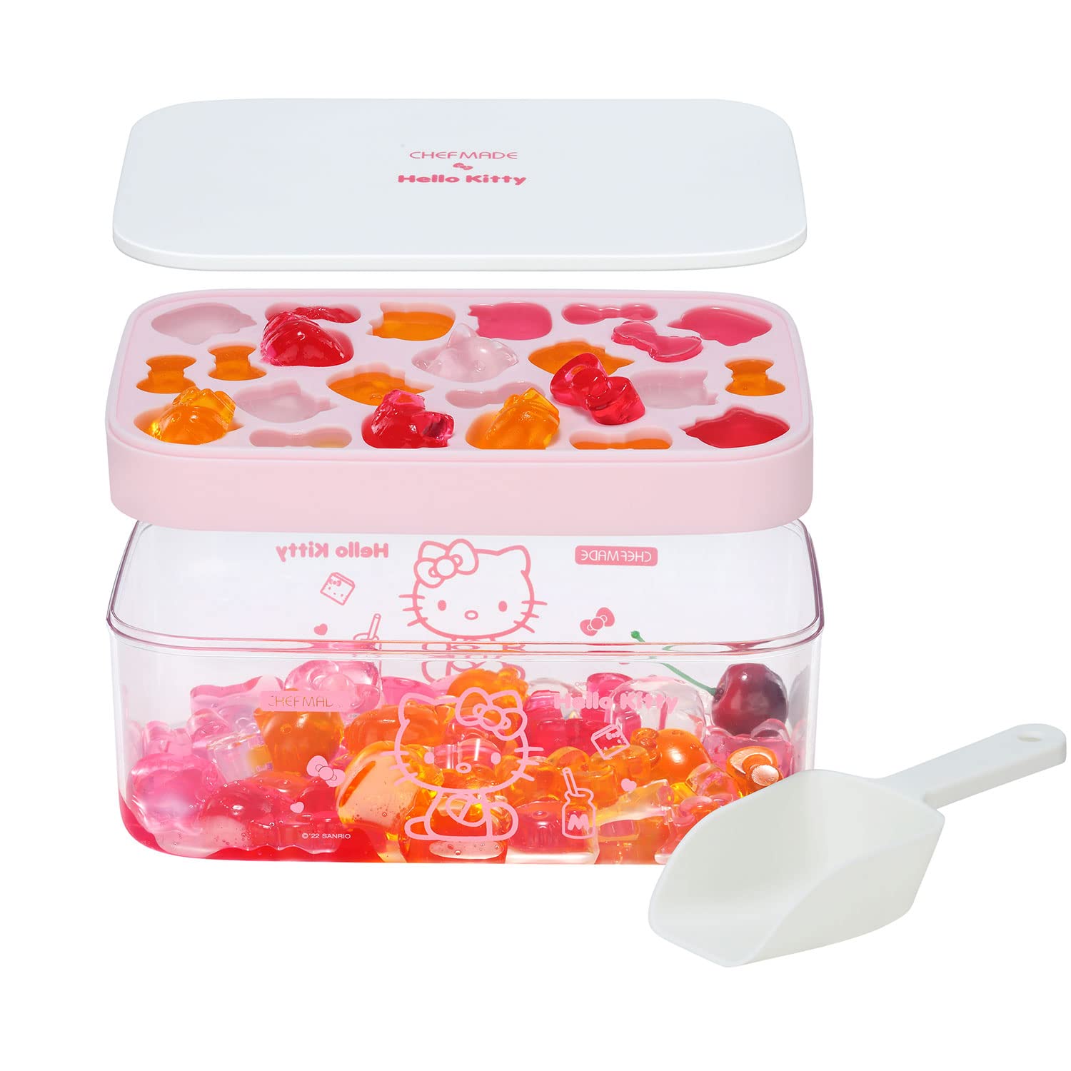 Chefmade學廚KT7110新品現貨4件套多層儲冰冰格盒Hello Kitty Ice Cube Tray with Lid container & scoop