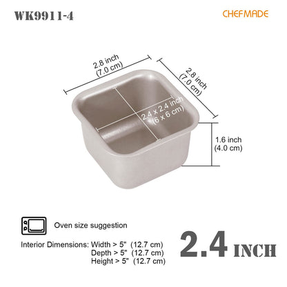 Chefmade學廚WK9911-4金色四件套正方形蛋糕模3“ Square Muffin Pan 4Pcs