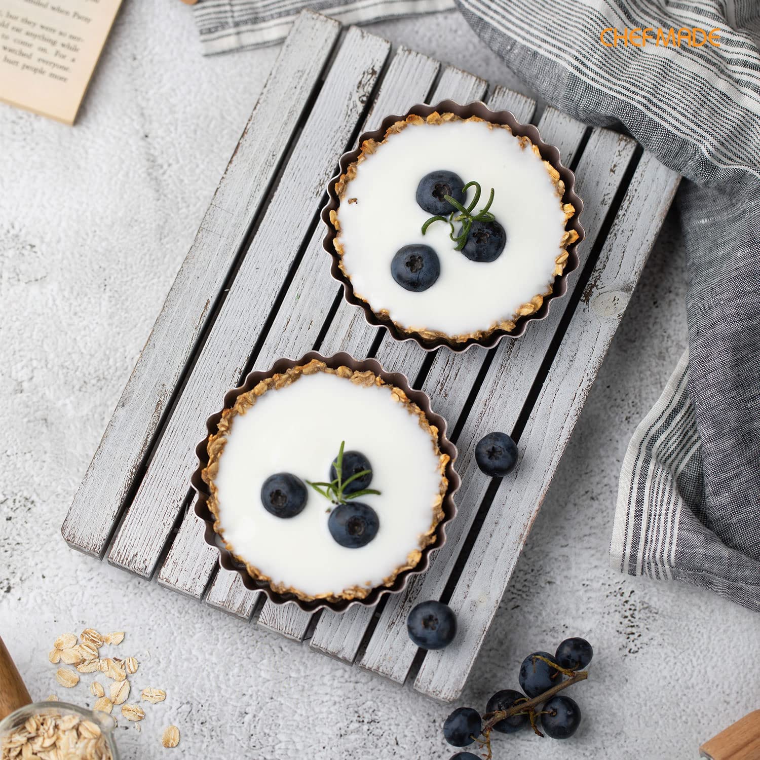 Chefmade學廚WK9022菊花邊4吋活底圓形烤盤4" Round Tart Pan Set with Removable Bottom