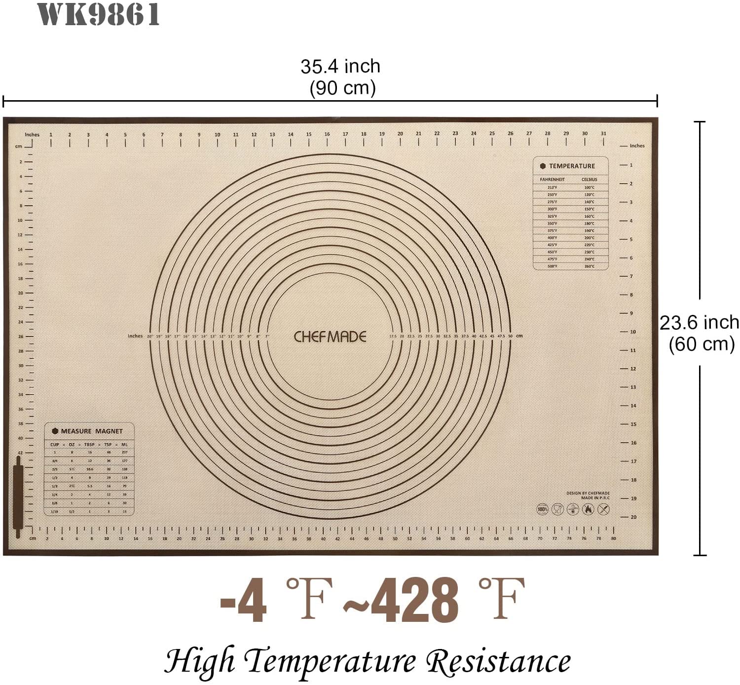 Chefmade學廚WK9861矽膠墊 耐熱230度23.6" x 35.4" Silicone Baking Mat
