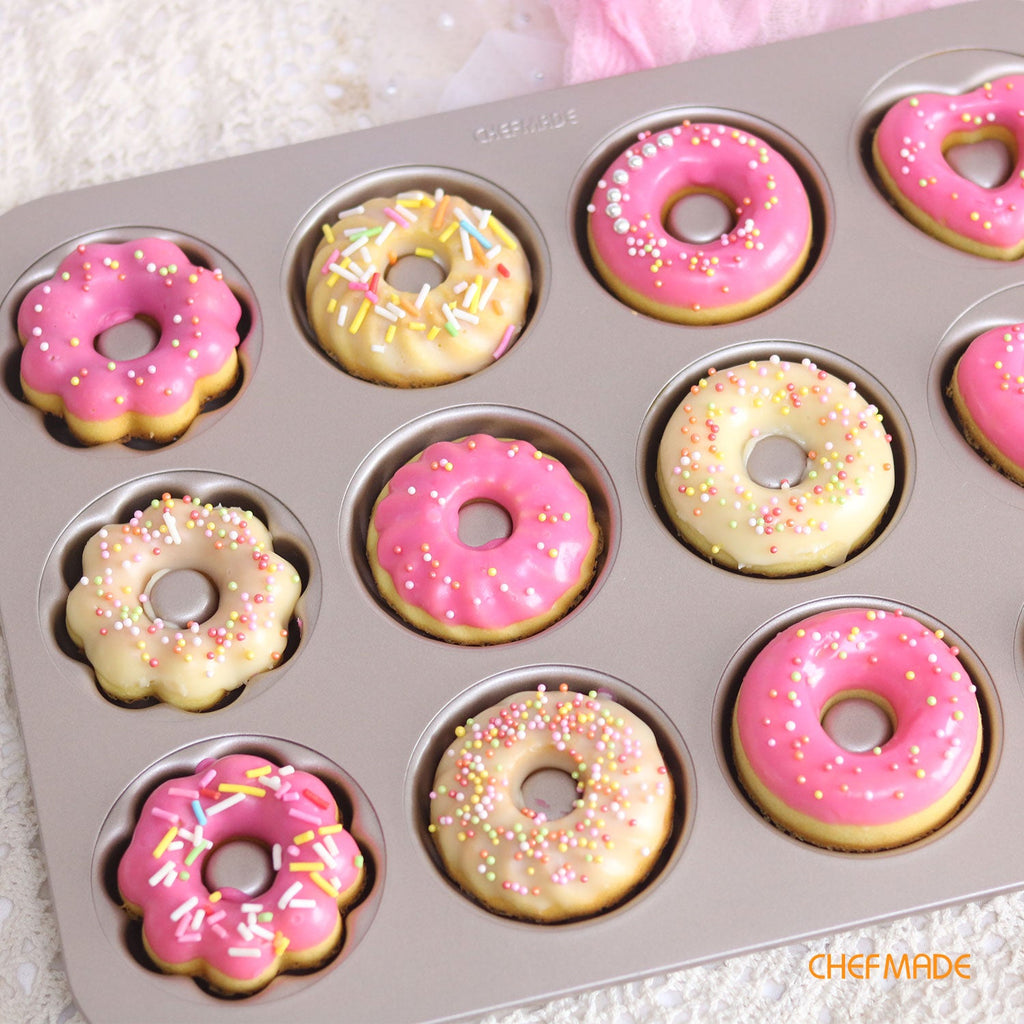 Chefmade學廚WK9288多拿滋4款花型12連甜甜圈模Donut Cake Pan Fancy-Shaped 12 Well
