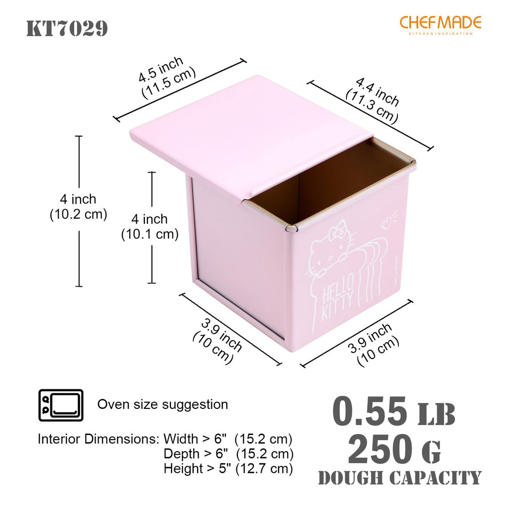 Chefmade學廚KT7029正版Hello kitty水立方滑蓋不粘吐司盒4.4" x 4.4" Hello Kitty Flat Toast Box (250G Dough Capacity)