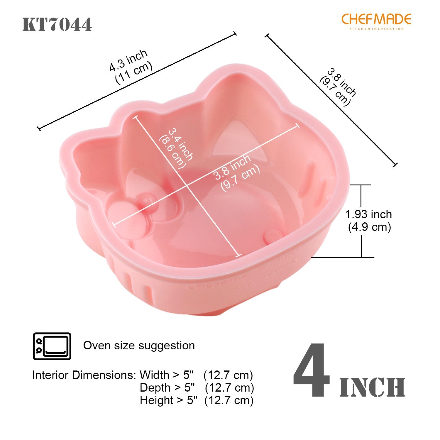 Chefmade學廚KT7044矽膠4吋蛋糕模4" Hello Kitty Silicone Cake Pan