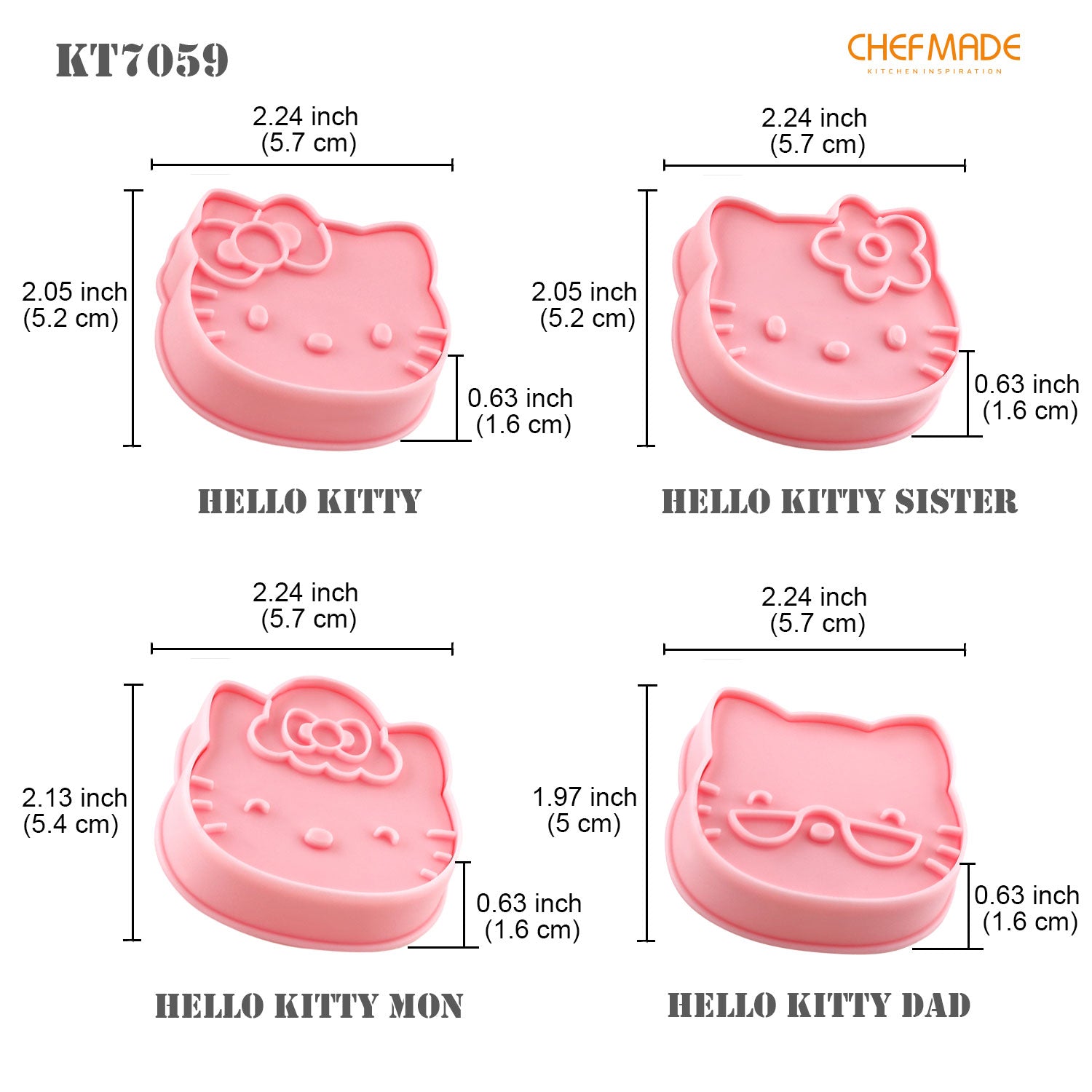 Chefmade學廚KT7059餅乾壓模4件套Hello Kitty Cookie Mold 4Pcs