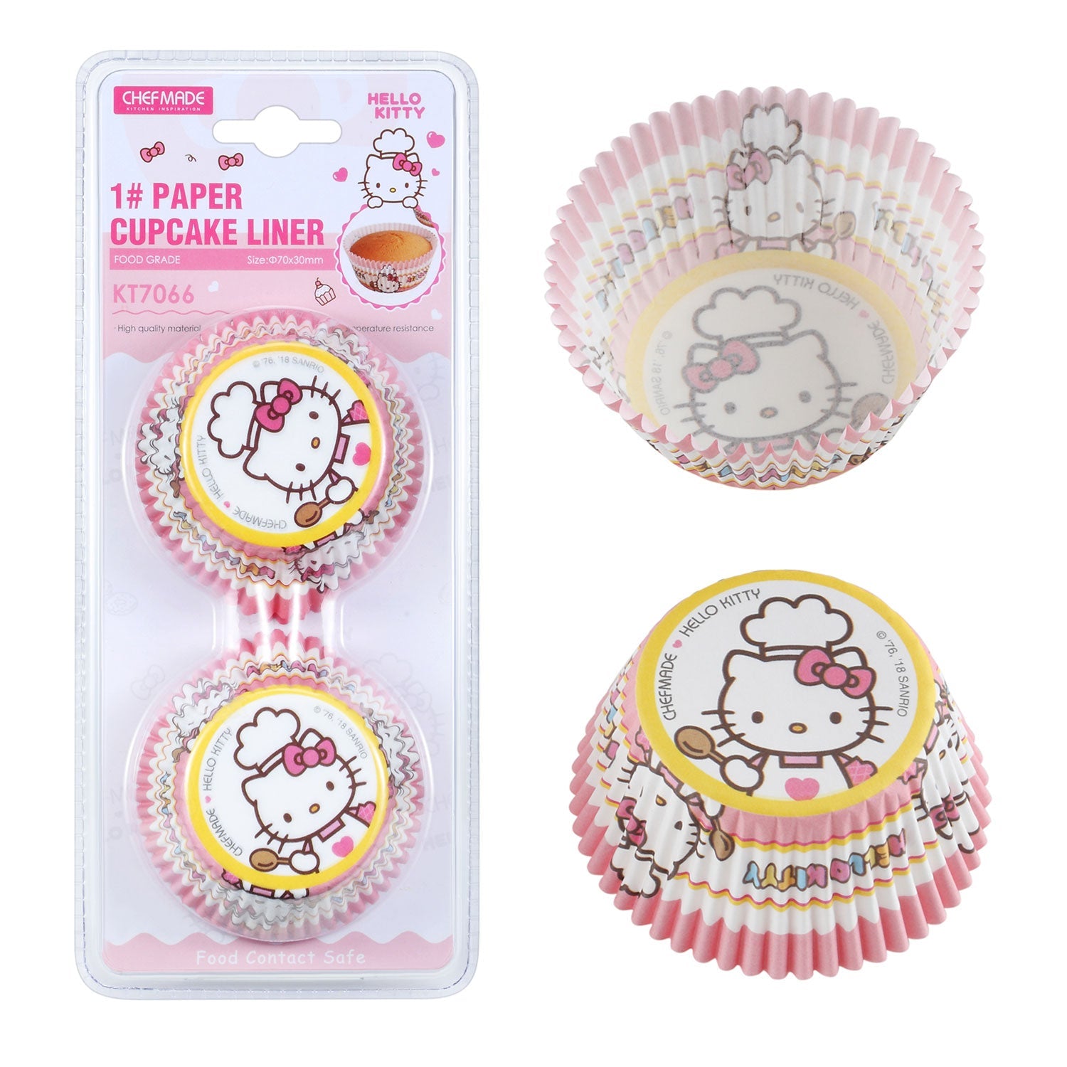 Chefmade學廚KT7066正版HelloKitty耐高溫1號蛋糕紙杯托100入Hello Kitty Chef Muffin Liners 100Pcs