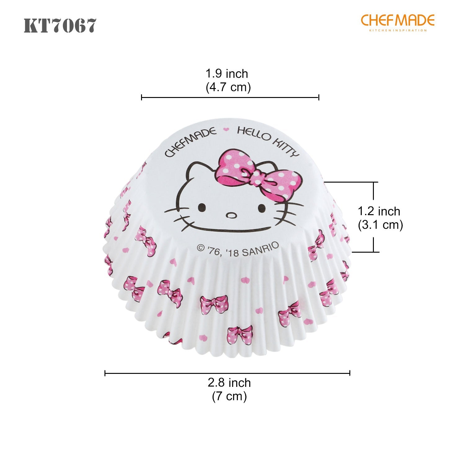 Chefmade學廚KT7067正版HelloKitty耐高溫2號蛋糕紙杯托100入Hello Kitty Girl Muffin Liners 100Pcs