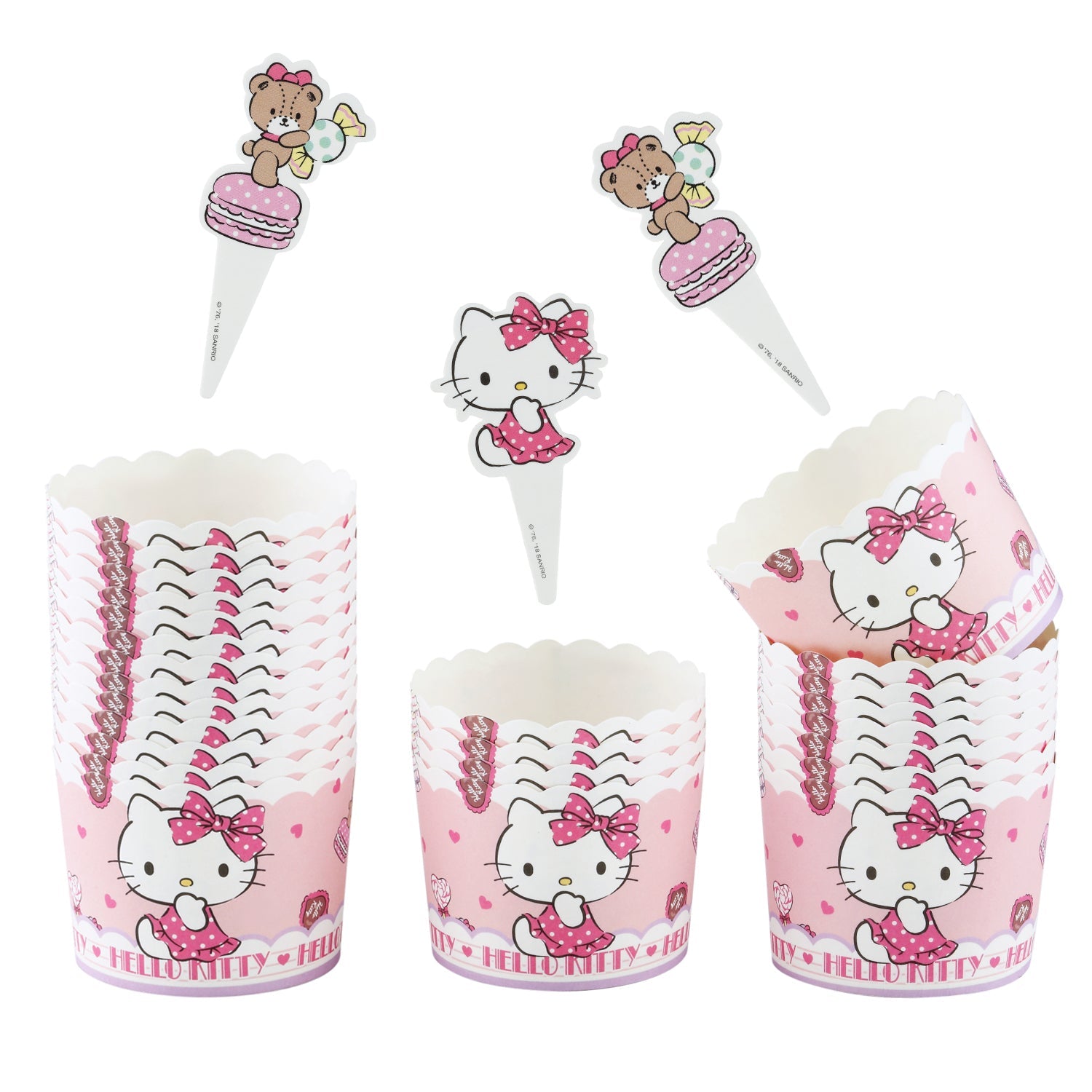 Chefmade學廚KT7069正版HelloKitty耐高溫2號蛋糕紙杯25入含插卡Hello Kitty Girl Muffin Liners 25Pcs