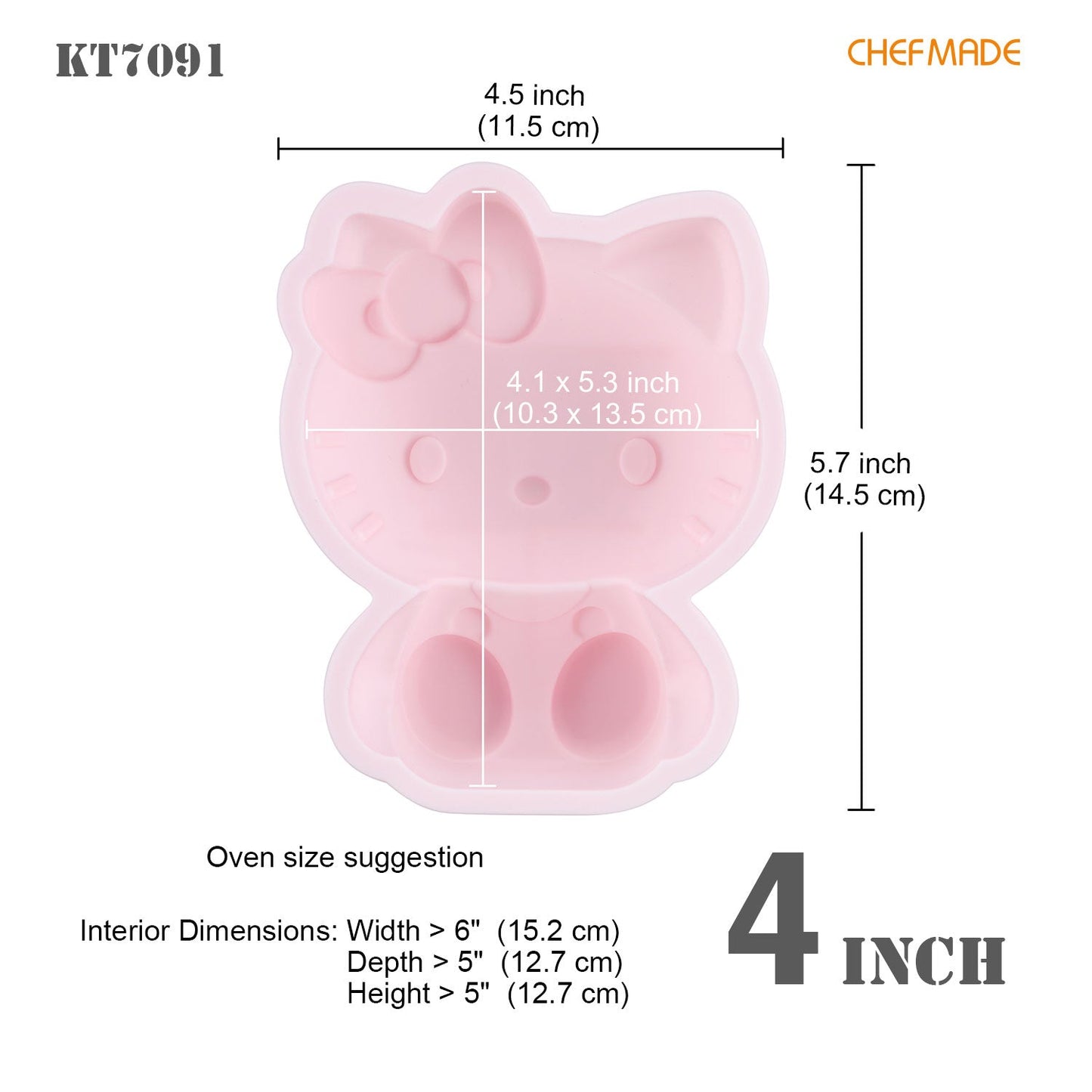 Chefmade學廚KT7091食品級4吋矽膠立體蛋糕模4" Hello Kitty Stereo Silicone Cake Mold