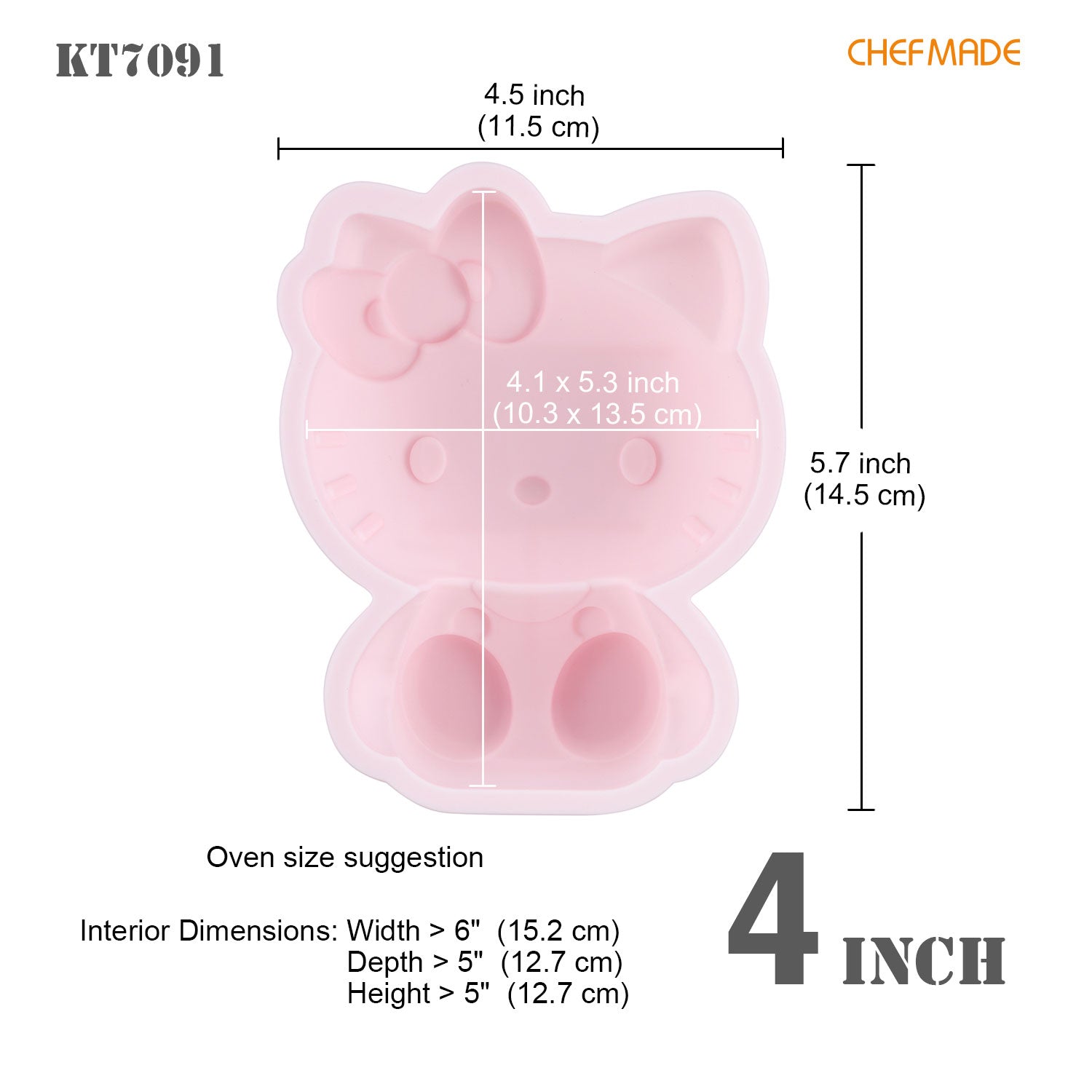 Chefmade學廚KT7091食品級4吋矽膠立體蛋糕模4" Hello Kitty Stereo Silicone Cake Mold