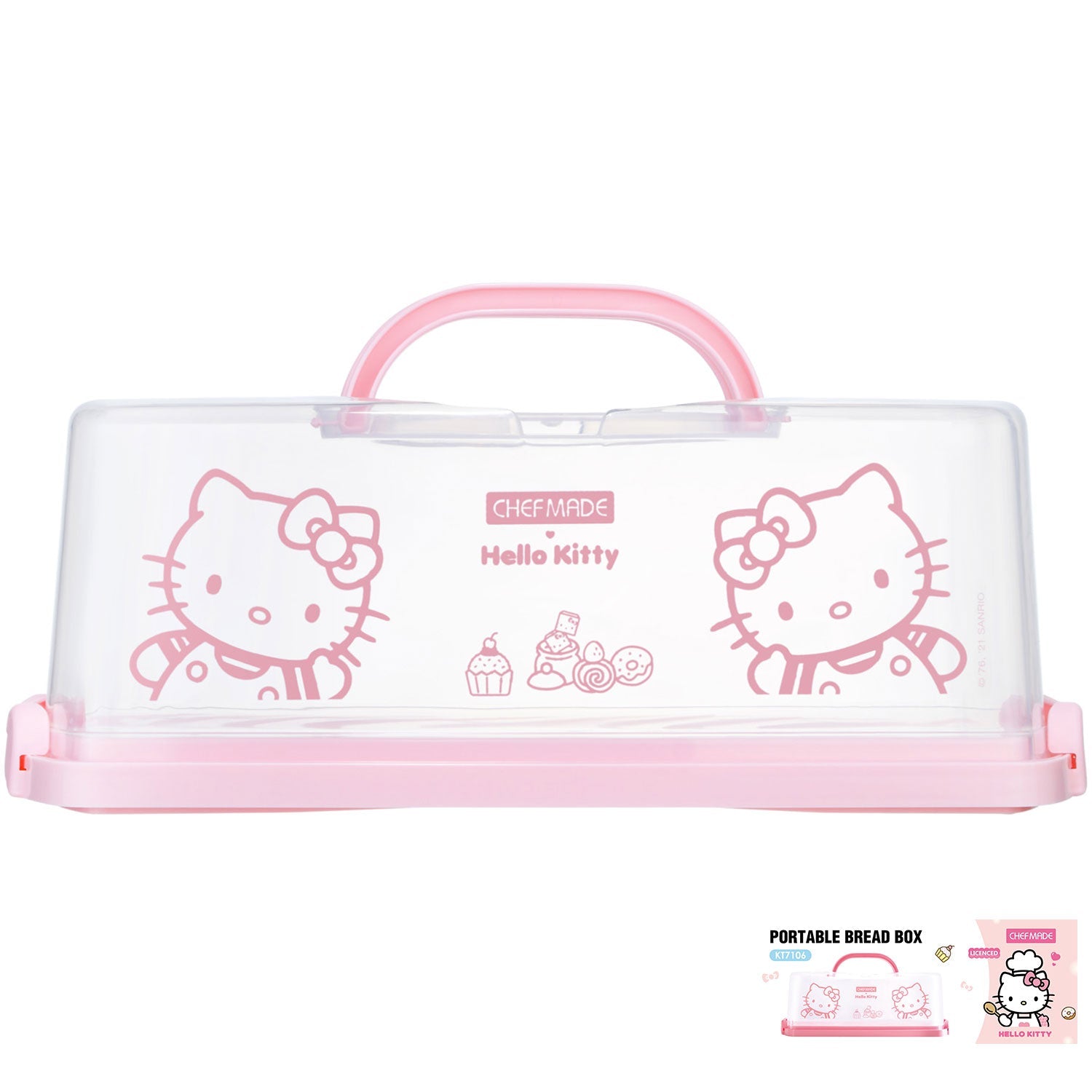 Chefmade學廚KT7106學廚HELLO KITTY食品專用透明PP手提吐司盒Hello Kitty Portable Bread Box