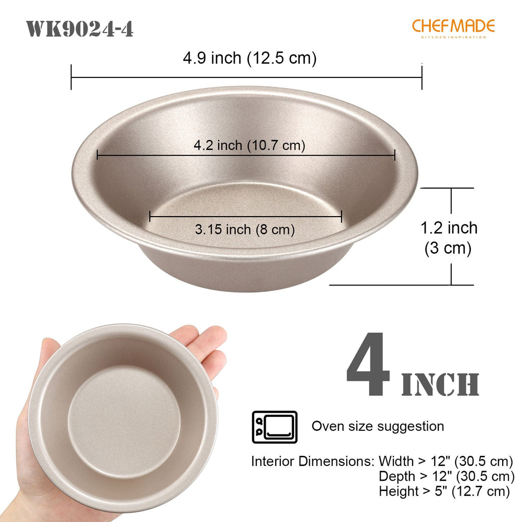 Chefmade學廚WK9024香檳金5吋漢堡模/墨西哥麵包模4" Mini Pie Pan Set Round Cone