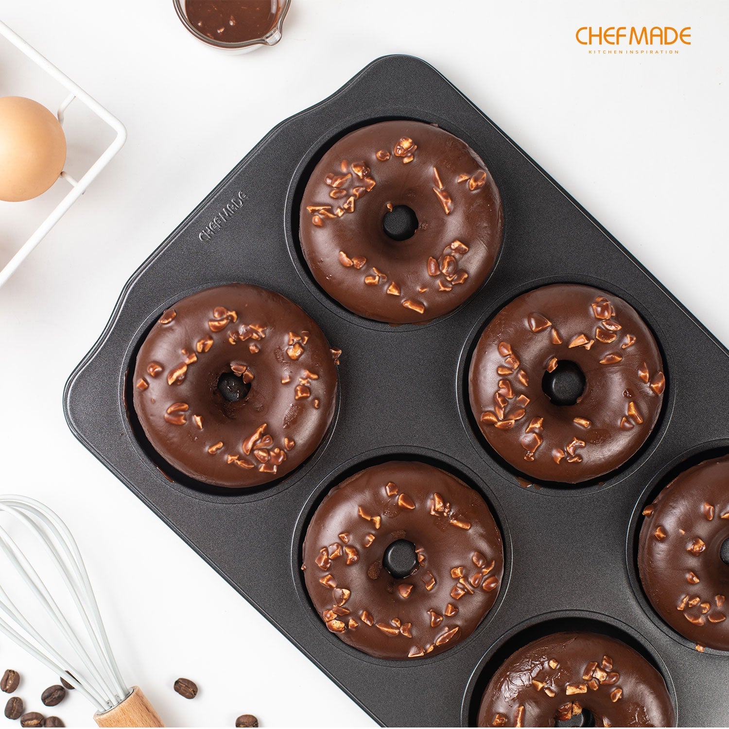 Chefmade學廚WK9038金鋼黑6連甜甜圈模Donut Cake Pan 6 Well (Black)