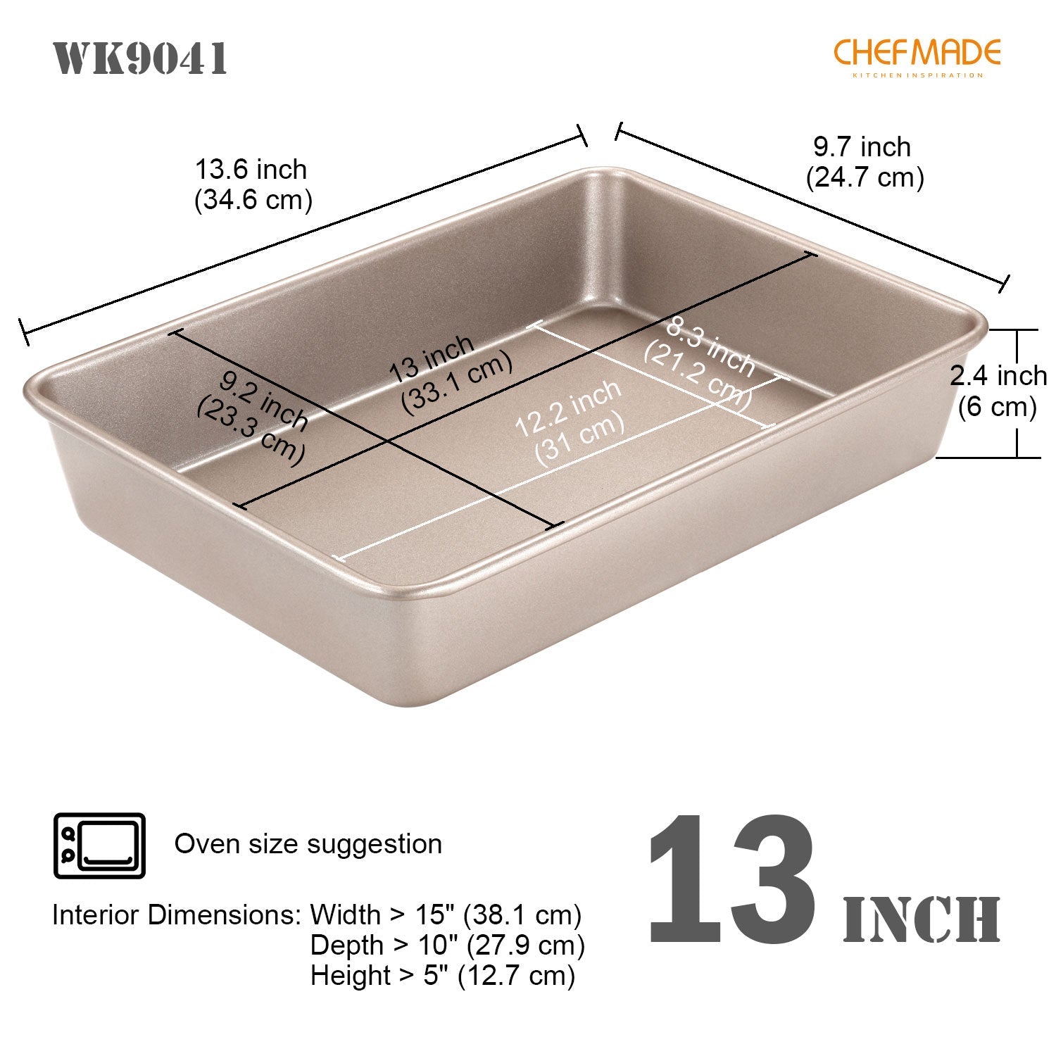 Chefmade學廚WK9041長方形13吋深烤盤9" x 13" Cake Pan