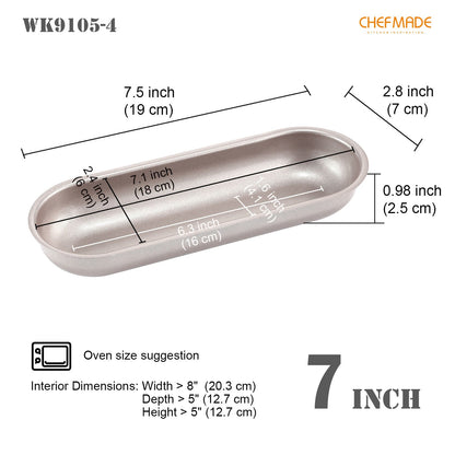 Chefmade學廚WK9105-4金色7吋長條吐司/熱狗模2.5" x 7" Mini Loaf Pan Set Hotdog-Shaped 4Pcs