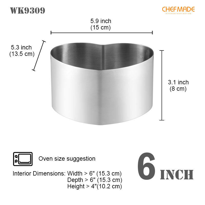 Chefmade學廚WK9309心形6吋不銹鋼慕斯圈6" Heart Mousse