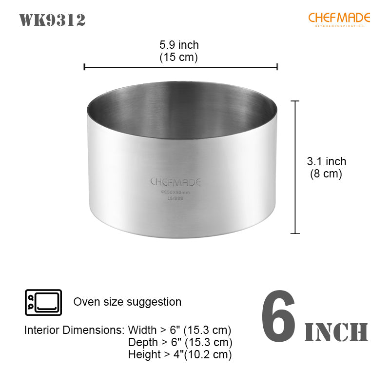 Chefmade學廚WK9312圓形6吋不銹鋼慕斯圈6" Round Mousse