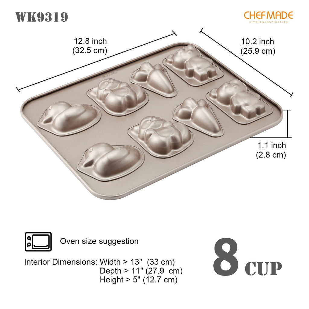 Chefmade學廚WK9319童趣四款8連杯卡通蛋糕模Animal-Shaped Cake Pan 8 Well