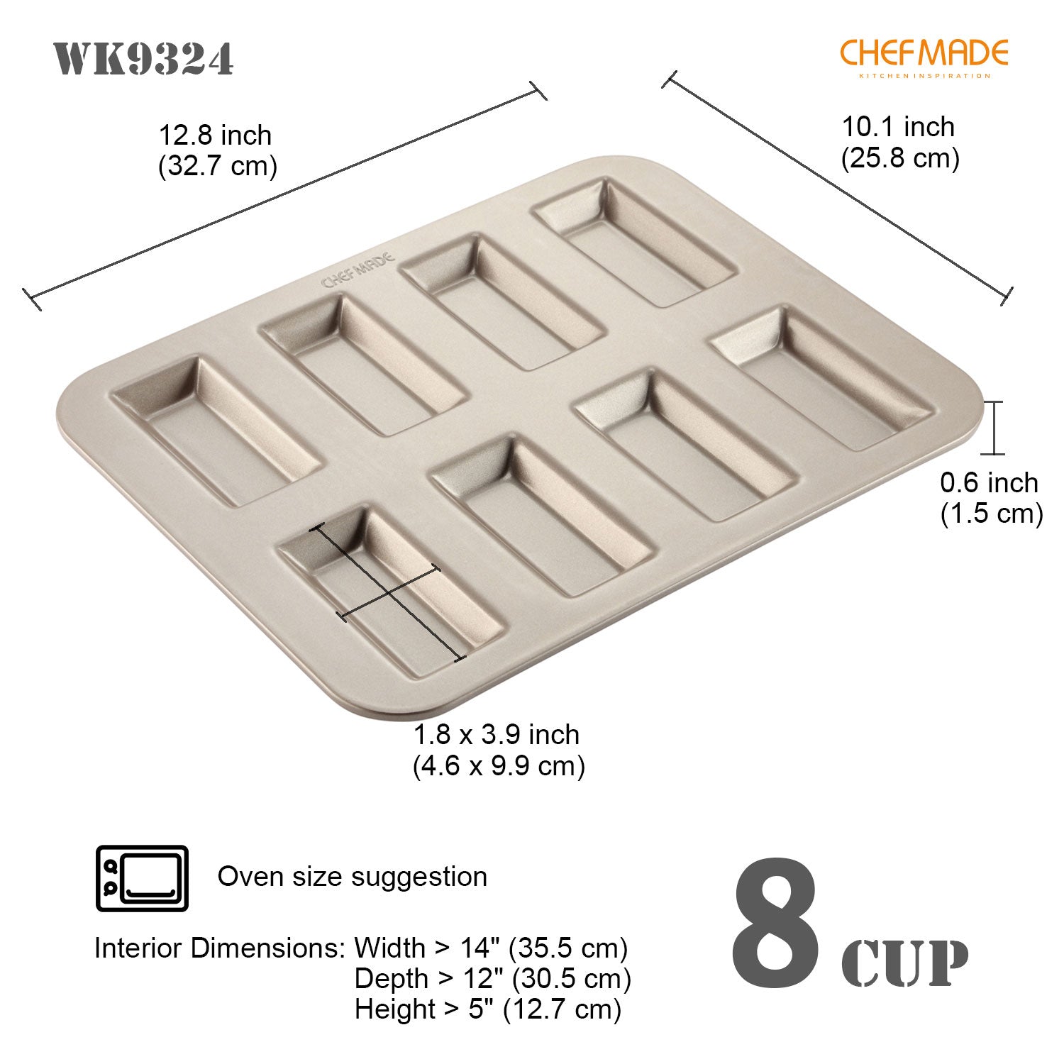 Chefmade學廚WK9324長方形8連蛋糕模Financier Cake Pan Rectangle 8 Well