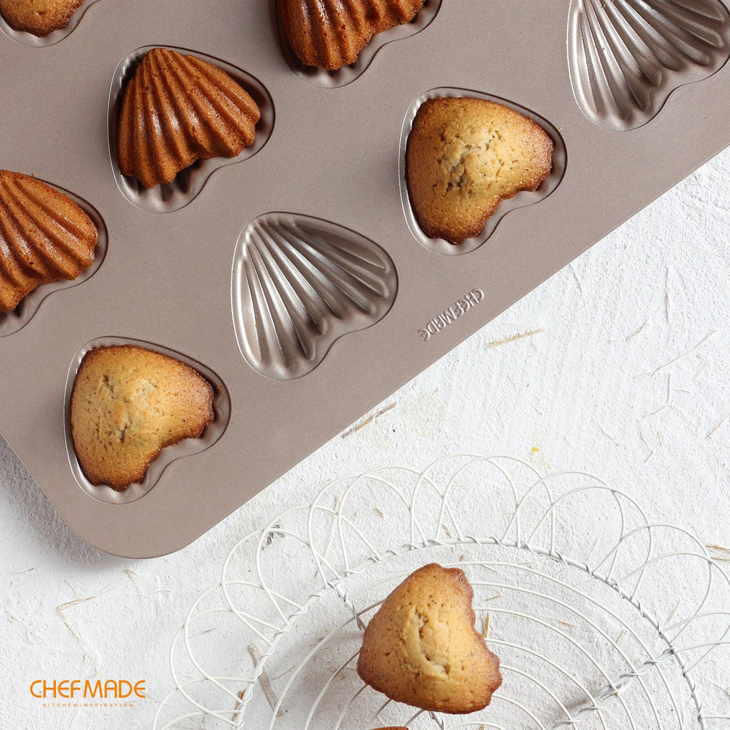Chefmade學廚WK9422心型12連瑪德琳蛋糕模Madeline Cake Pan Heart-Shaped Shell 12 Well