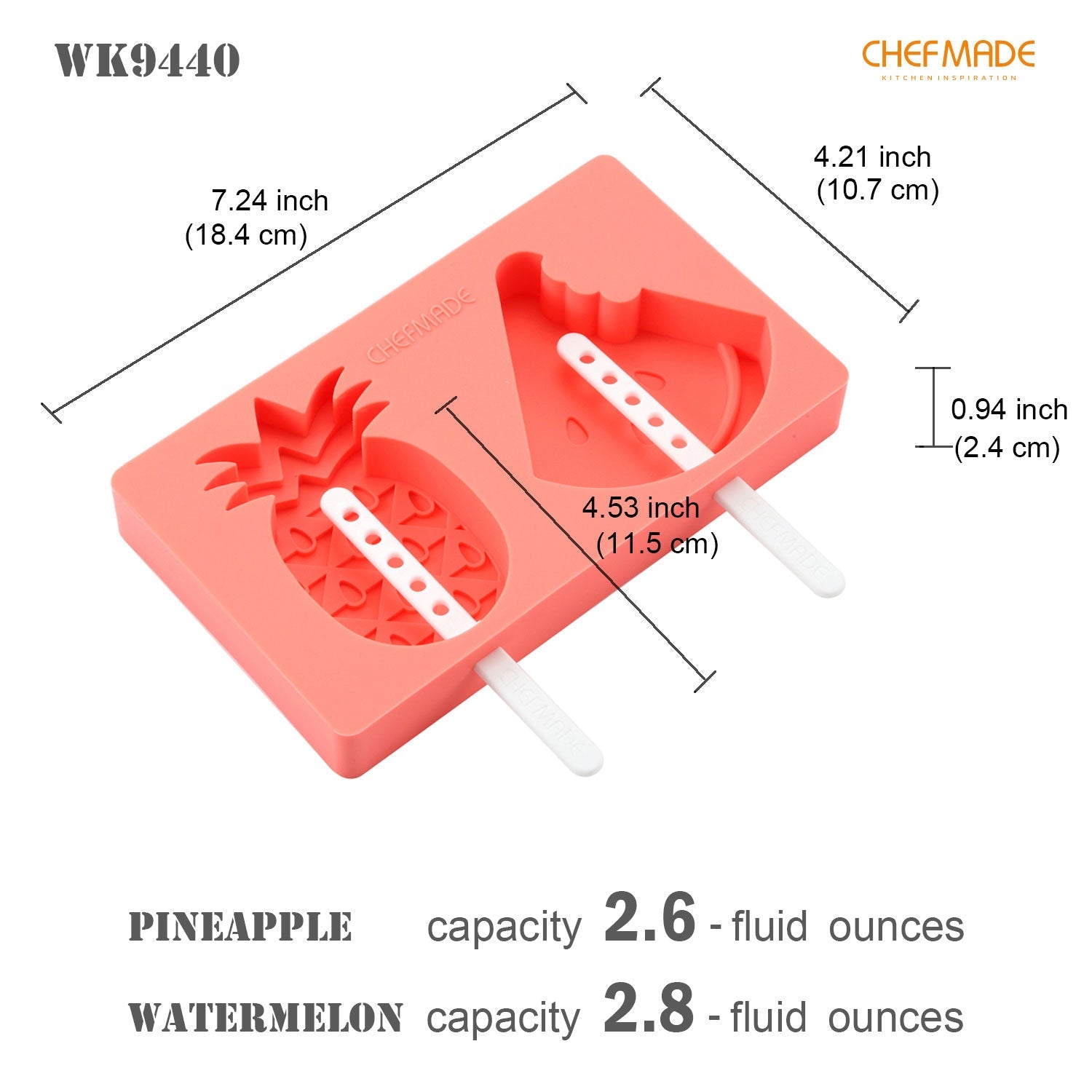 Chefmade學廚WK9440西瓜鳳梨矽膠雪糕模Popsicle Mold (Pineapple & Watermelon)
