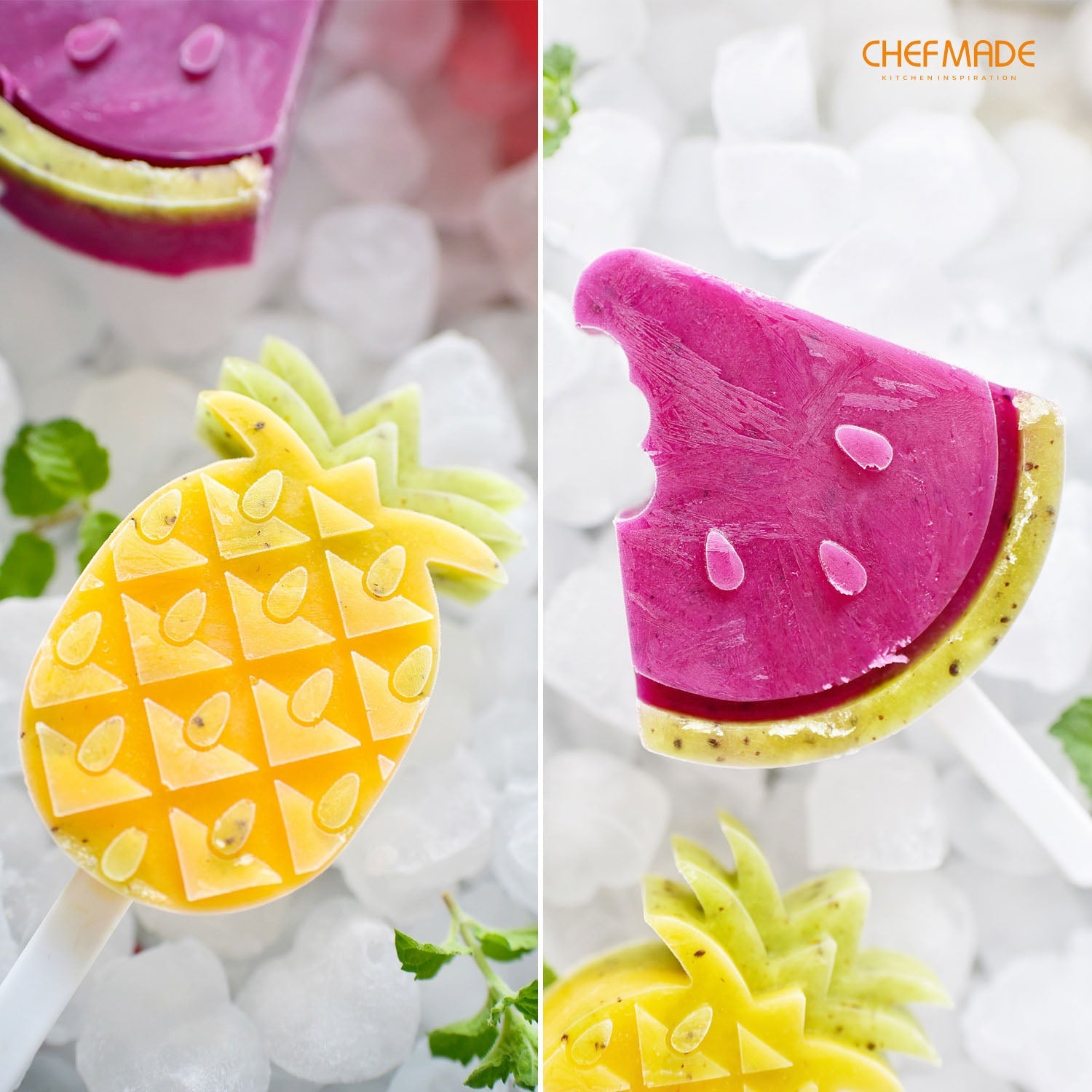 Chefmade學廚WK9440西瓜鳳梨矽膠雪糕模Popsicle Mold (Pineapple & Watermelon)