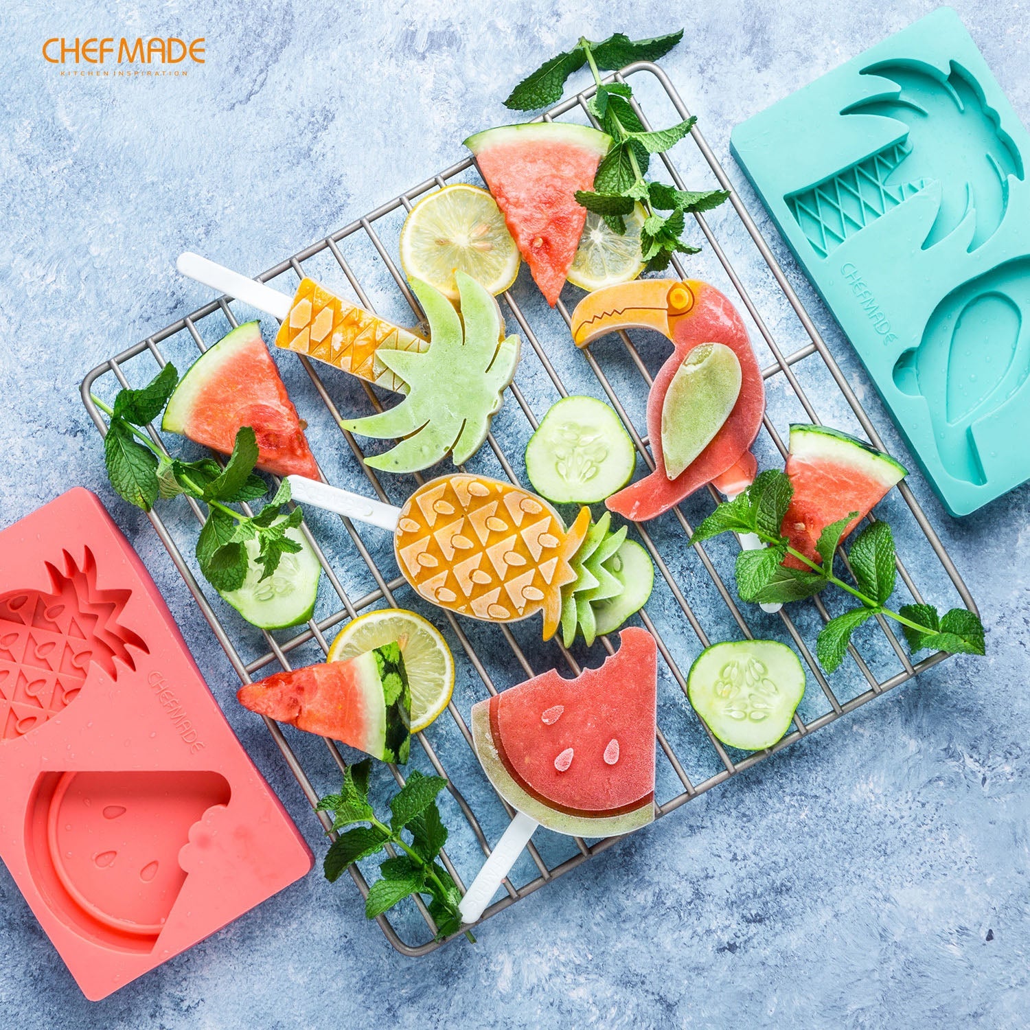 Chefmade學廚WK9440西瓜鳳梨矽膠雪糕模Popsicle Mold (Pineapple & Watermelon)