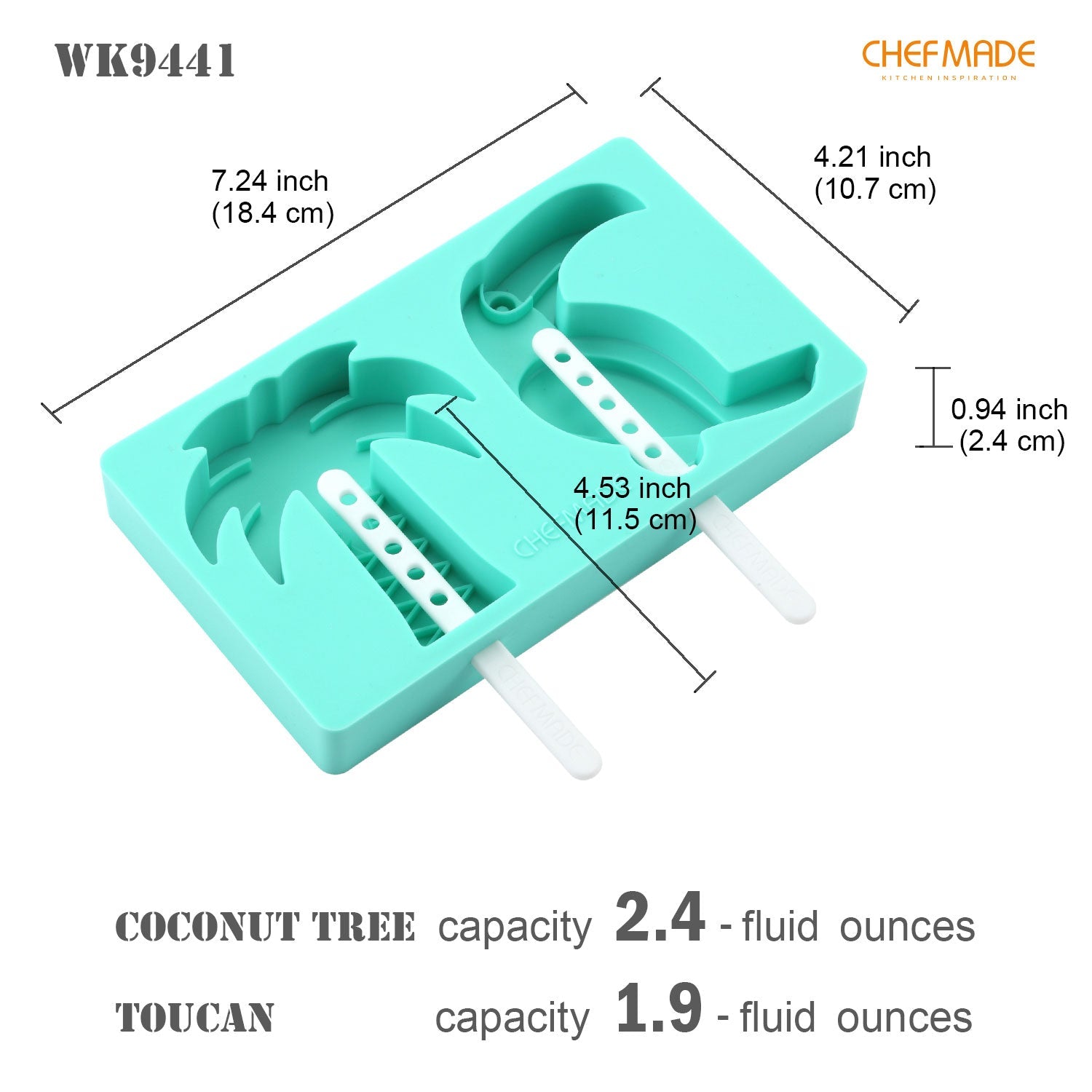 Chefmade學廚WK9441鸚鵡 椰子樹 矽膠雪糕模Popsicle Mold (Coconut Tree & Toucan)