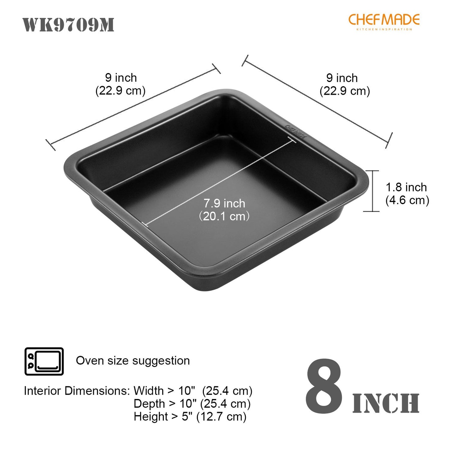 Chefmade學廚WK9709M不沾8吋正方形深烤盤8" Square Cake Pan