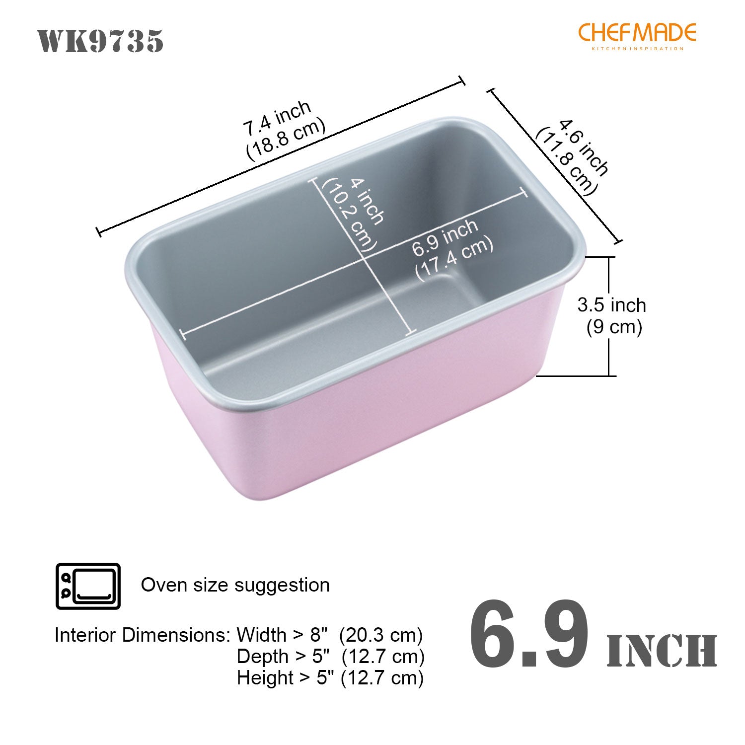 Chefmade學廚WK9735玫瑰金(小號)加高吐司模4" x 6.9" Rectangle Cake Pan