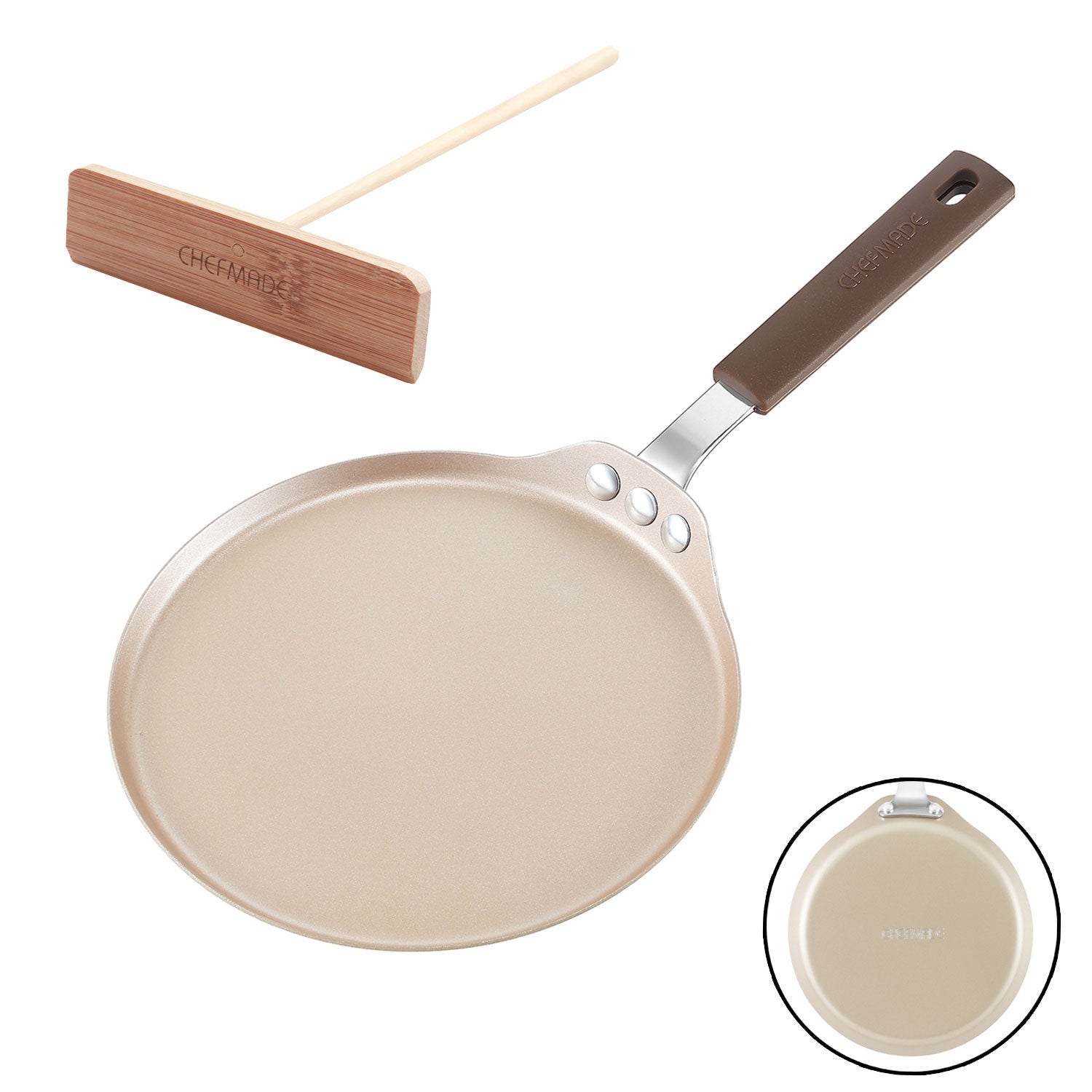 Chefmade學廚WK9863(附竹蜻蜓)8吋可麗餅煎盤8" Round Crepe Pan with Bamboo Spreader