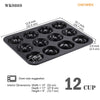 Chefmade學廚WK9869黑色12連三款花樣甜甜圈模Donut Cake Pan Fancy-Shaped 12 Well (Black)