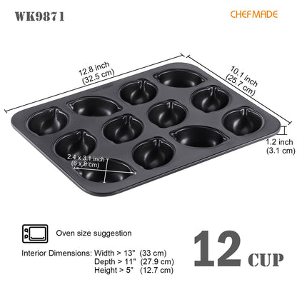 Chefmade學廚WK9871黑色12連檸檬蛋糕模Lemon-Shaped Cake Pan 12 Well (Black)