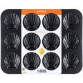 Chefmade學廚WK9874黑色12連碳鋼貝殼瑪德琳蛋糕模 Madeline Cake Pan Scallop-Shaped 12 Well (Black)