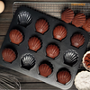 Chefmade學廚WK9874黑色12連碳鋼貝殼瑪德琳蛋糕模 Madeline Cake Pan Scallop-Shaped 12 Well (Black)