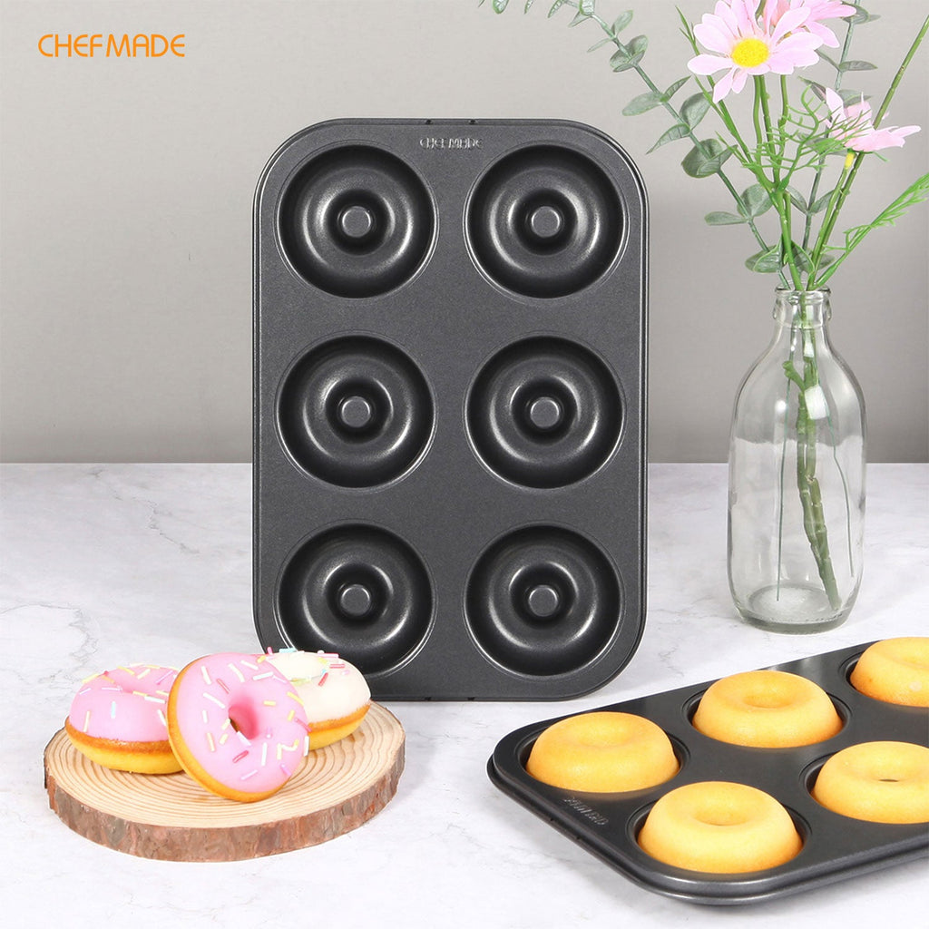 Chefmade學廚WK9941黑色6連杯甜甜圈蛋糕模Donut Cake Pan 6 Well ( Black )